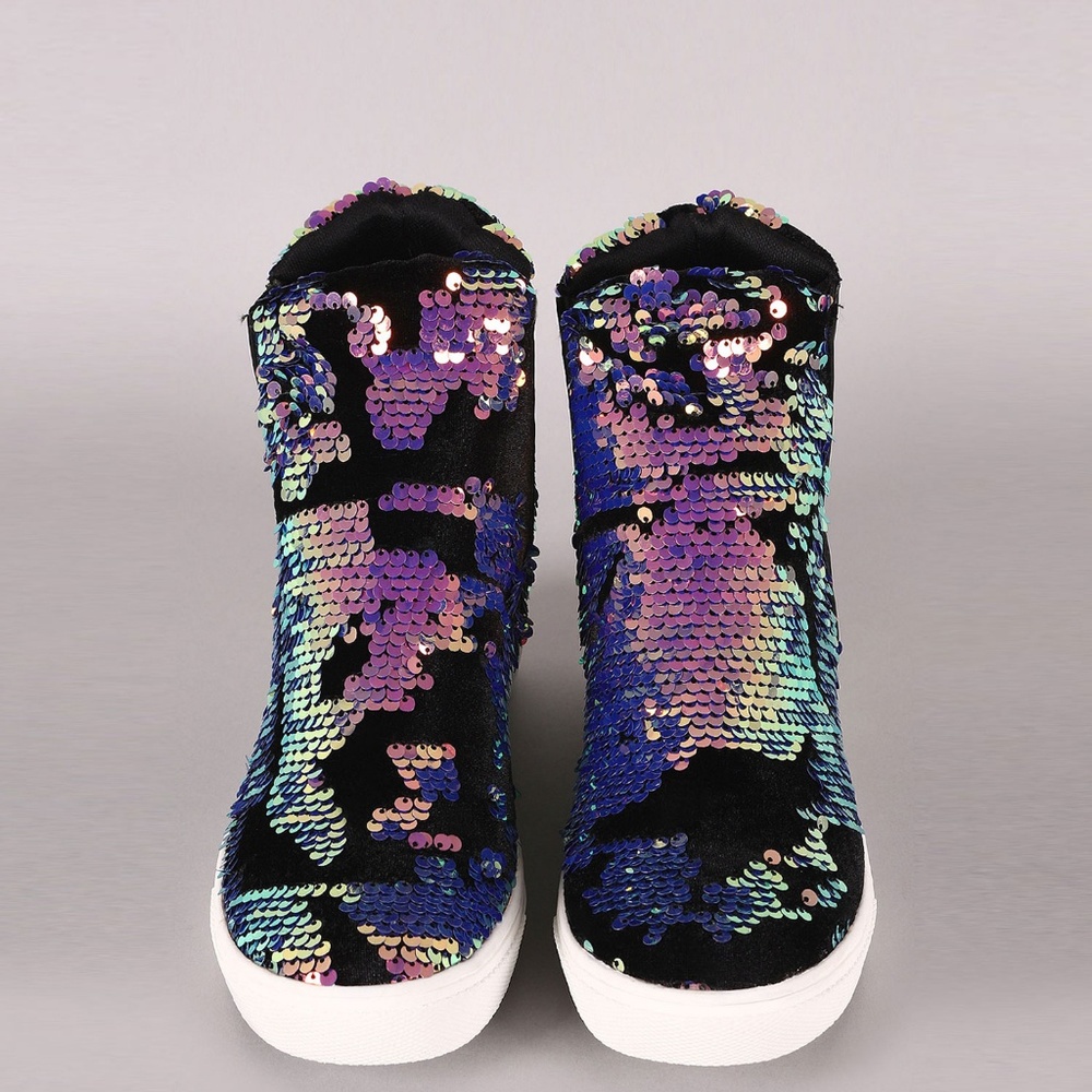 NEW🔥Sequin Holographic Ankle Booties Sneaker sz 9 - Picture 4 of 6